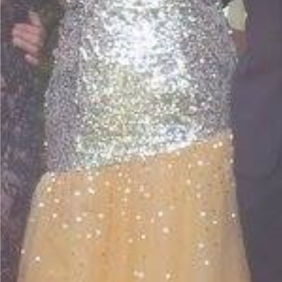 Strapless Gold Mermaid Sequin Prom Dress w/ Corset - Picture 8 of 12